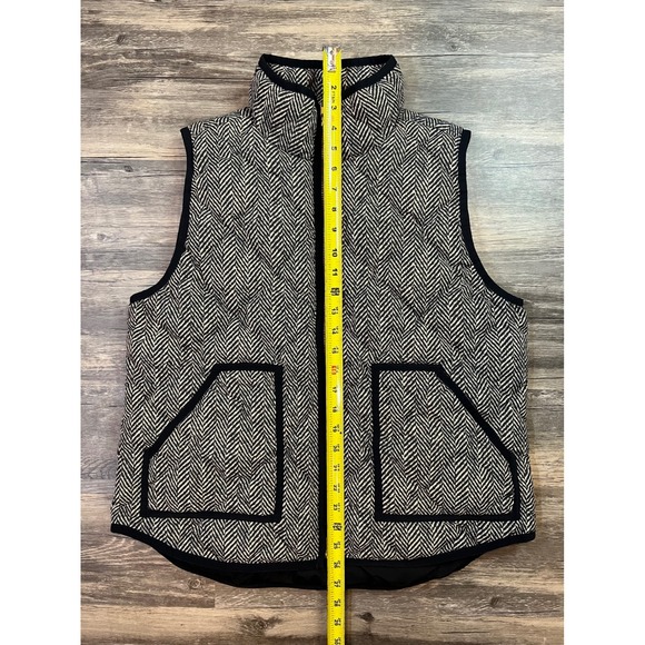J. Crew Down Vest Women's Large Sleeveless Full Zip Herringbone Puffer Casual - Picture 4 of 9